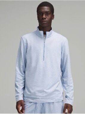 lululemon athletica Light Blue Soft Jersey Half-Zip Long Sleeve Shirt